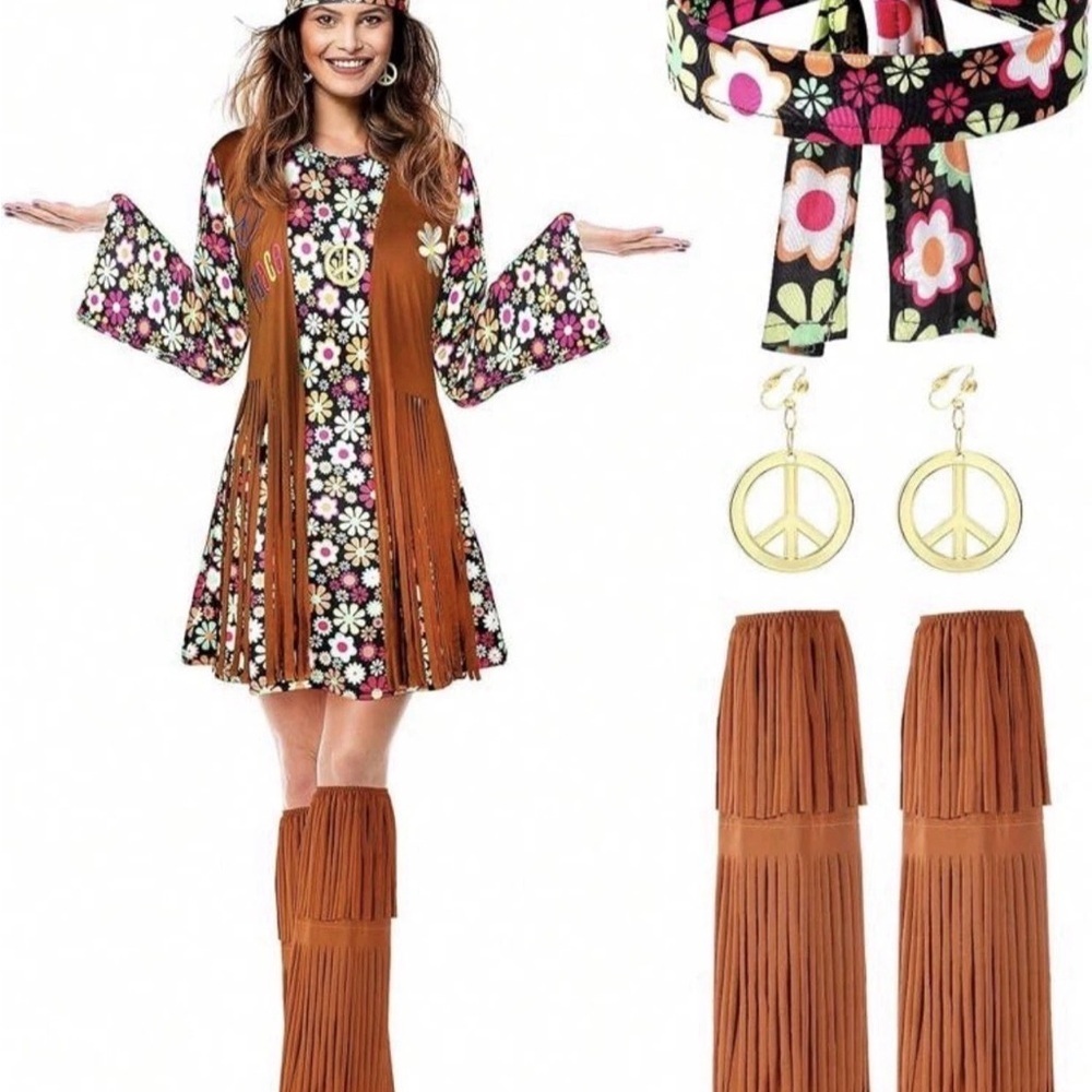 Hippie Party Outfit w/Accessories 70’s Costume 2XL - Picture 4 of 5